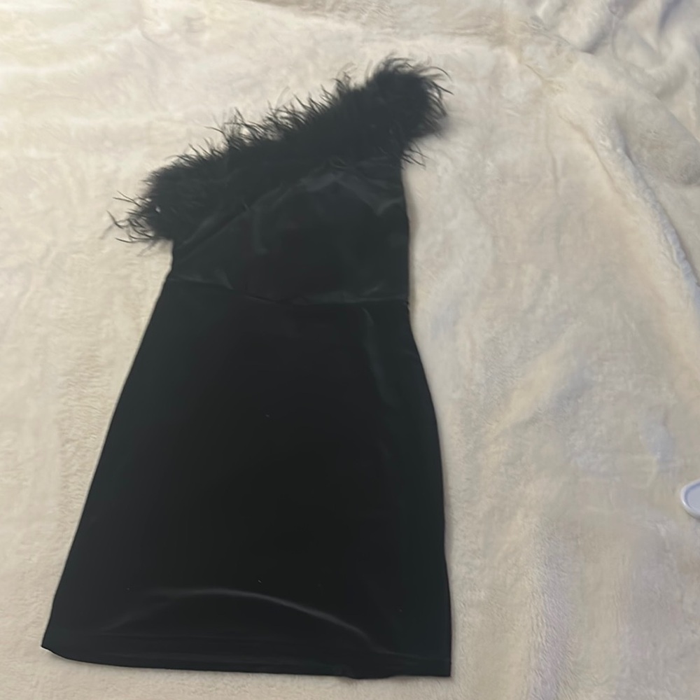 Lulu's Black Feather Accent Dress
